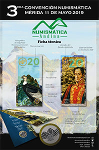 Afiche de especificaciones del souvenir de la 3ra Convención Numismática Mérida, Mayo 2019