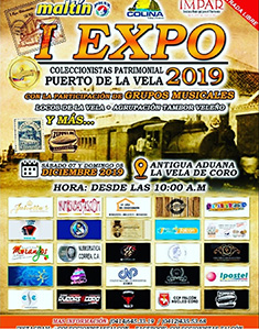 Afiche de la 1ra expo coleccionistas patrimonial Puerto de la Vela 2019